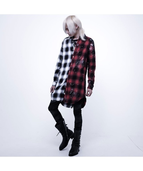 シャツ ブラウス 『CIVARIZE』バックZIPドッキングチェックシャツ