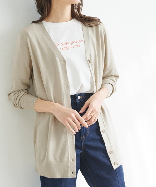Elegante♡シルクカーディガン 38 シルクタッチウォッシャブルリブカーディガン カーディガン