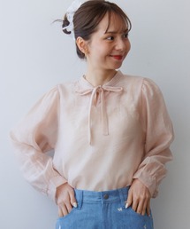 flower ブラウス シャツ シアーリボンブラウス レディース : ZOZOTOWN