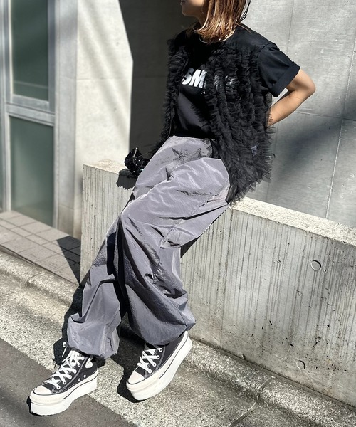 mi via loca パンツ 裾ドロストパラシュートパンツ レディース
