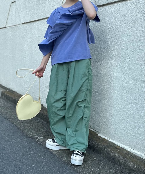 mi via loca パンツ 裾ドロストパラシュートパンツ レディース