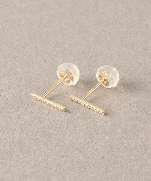 Lilas ピアス ダイヤ10mmバーピアス K10（両耳） レディース