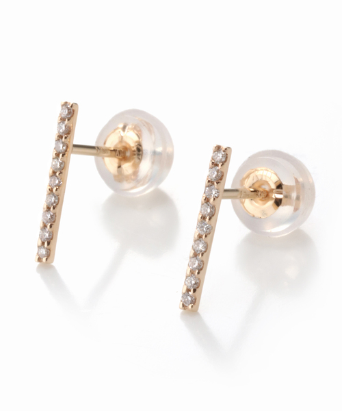 Lilas リラ ダイヤ10mmバーピアス K10