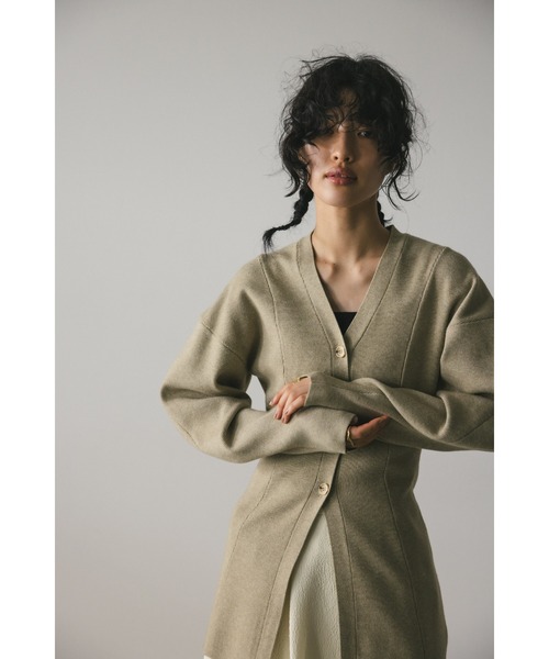 Ameri VINTAGE - スタイルミキサー　WEB限定】ウエストシェイプニットカーディガン　ブラウン セール】【WEB限定】ウエストシェイプニットカーディガン