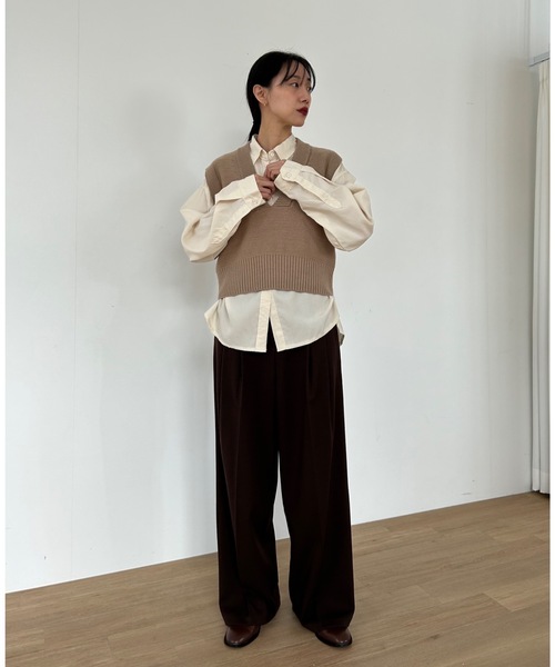 Didot.showroom ベスト ジレ Vネック クロップド ベスト レディース