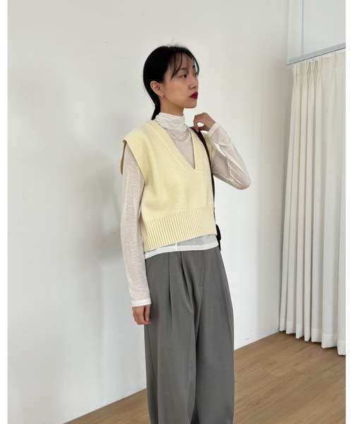 Didot.showroom ベスト ジレ Vネック クロップド ベスト レディース