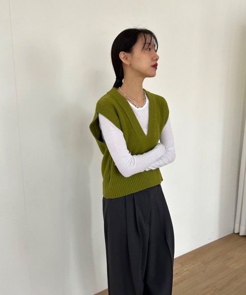 Didot.showroom ベスト ジレ Vネック クロップド ベスト レディース