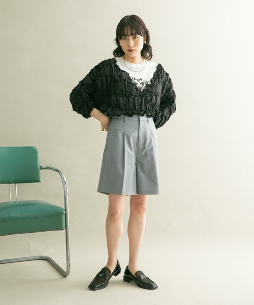 マルチサイズ ブラウス シャツ ノースリーブシャーリングチュニック レディース w closet ブラウス シャツ 「2WAY/3色展開」シャーリング