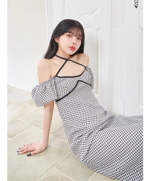 Darich（ダーリッチ） ワンピース パイピングチェックロングワンピース  