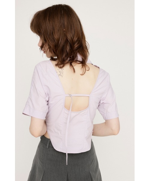 SLY（スライ） ブラウス シャツ FRONT ZIP BACK OPEN BL フロント