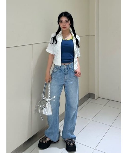 SLY（スライ） ブラウス シャツ FRONT ZIP BACK OPEN BL フロント