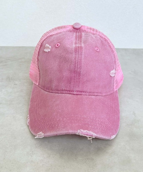 BAYBLO キャップ 帽子 (KS)ウォッシュ×ダメージメッシュキャップ