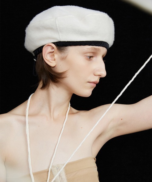 ベレー帽 [AWESOME NEEDS]BOWL BERET_RIBBON_CLOUD AWESOME NEEDS 帽子 ベレー帽 BOWL BERET WOOL レディース