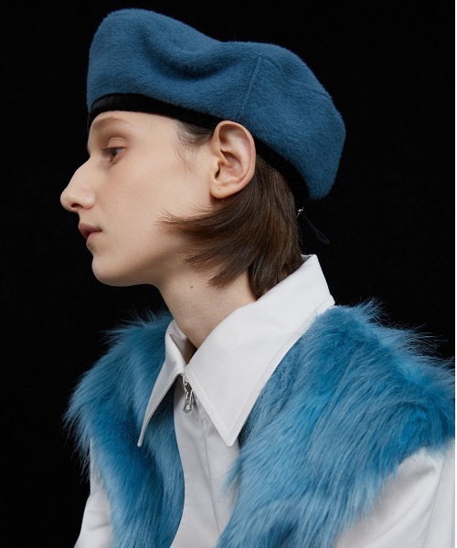 ベレー帽 [AWESOME NEEDS]BOWL BERET_RIBBON_STRIPE AWESOME NEEDS 帽子 ベレー帽 BOWL BERET WOOL レディース