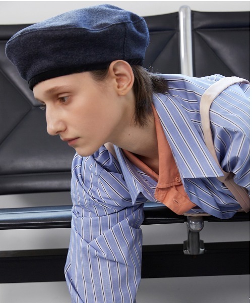 ベレー帽 [AWESOME NEEDS]BOWL BERET_RIBBON_CLOUD AWESOME NEEDS 帽子 ベレー帽 BOWL BERET WOOL レディース