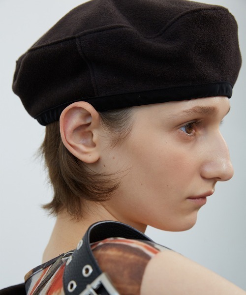ベレー帽 [AWESOME NEEDS]BOWL BERET_RIBBON_STRIPE AWESOME NEEDS 帽子 ベレー帽 BOWL BERET WOOL レディース