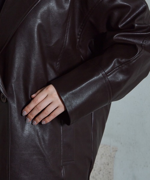 NOMINE（ノミネ） コート アウター フェイクレザー オーバー