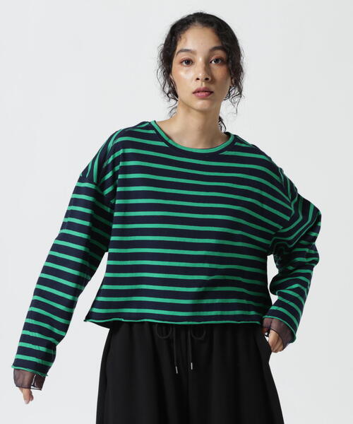 tシャツ DROIT BELLO（ドロイトベロ）別注チュールドッキングボーダーカットソー レディース DROIT BELLO tシャツ BELLO（ドロイトベロ）別注チュール