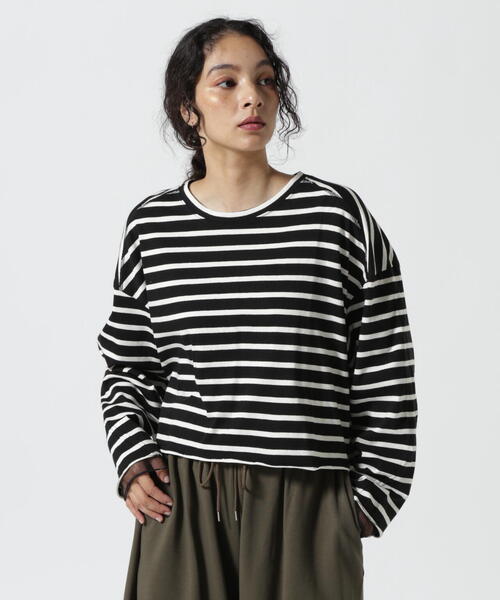 tシャツ DROIT BELLO（ドロイトベロ）別注チュールドッキングボーダーカットソー レディース