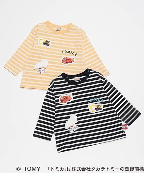 クロムハーツ　キッズ　Tシャツ　2歳　ボーダー petit main tシャツ 「TOMICA」ボーダーアップリケ長袖Tシャツ キッズ