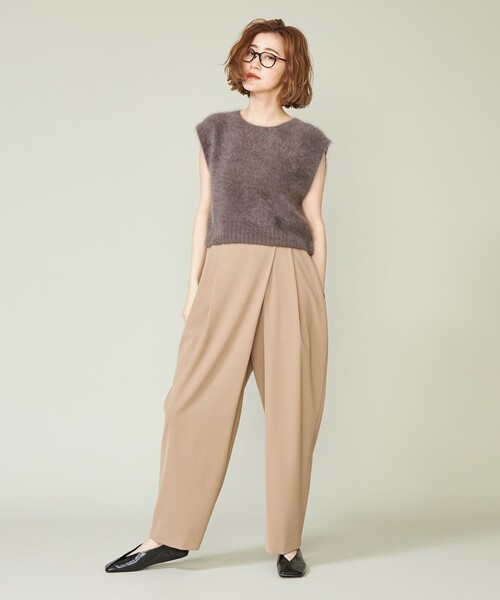 パンツ 「conte」アシンメトリー タックパンツ レディース : 86320156 