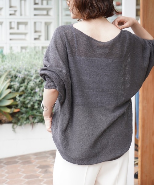 ニット セーター 「万能サマーニット」camifineニットプルオーバー/清涼感/洗える/和紙ニット/大人風合い レディース ニット セーター 「万能サマーニット」camifineニットプル