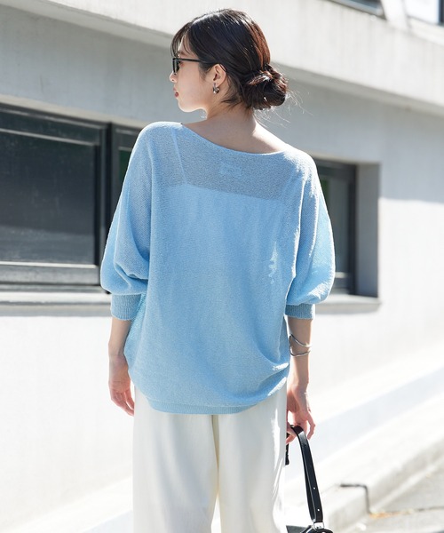 ニット セーター 「万能サマーニット」camifineニットプルオーバー/清涼感/洗える/和紙ニット/大人風合い レディース ニット セーター 「万能サマーニット」camifineニットプル