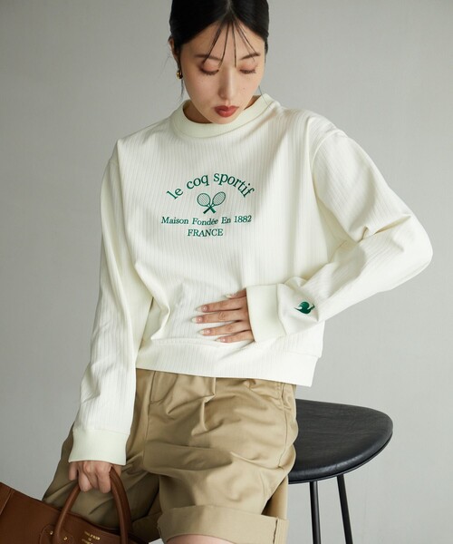 トレーナー スウェット 限定展開　le coq sportif/ルコックスポルティフ　リブ クロス クルーネック スウェット（吸汗・ストレッチ・肌面ド FREAK'S STORE トレーナー スウェット 限定展開 le coq sportif