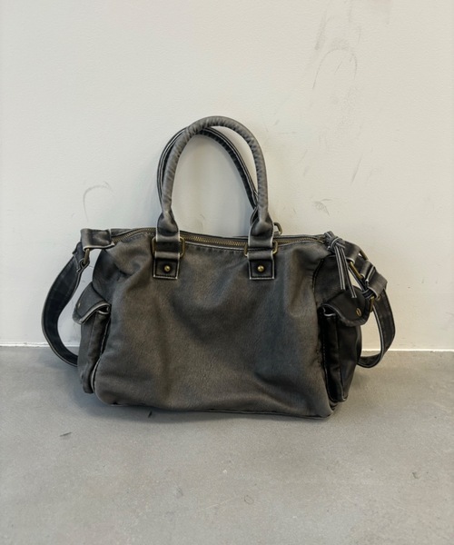 SHAGGIE 2way ヴィンテージアウトポケットボストンバッグ グレー 美品 SHAGGIE ボストンバッグ 2WAYヴィンテージアウトポケット