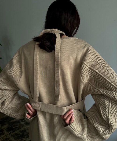 ニット/セーター lawgy 2way design knit lawgy（ラウジー） ニット セーター string neck 2way fringe knit