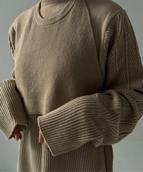 ニット/セーター lawgy 2way design knit lawgy（ラウジー） ニット セーター string neck 2way fringe knit