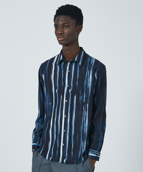 新品未使用　5351 POUR LES HOMMES ストレッチストライプシャツ 5351 POUR LES HOMMES シャツ 「25S/S」ブラッシュ ストライプ