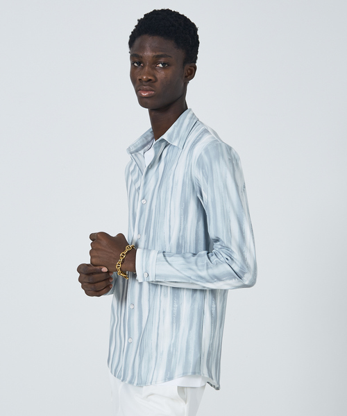新品未使用　5351 POUR LES HOMMES ストレッチストライプシャツ 5351 POUR LES HOMMES シャツ 「25S/S」ブラッシュ ストライプ