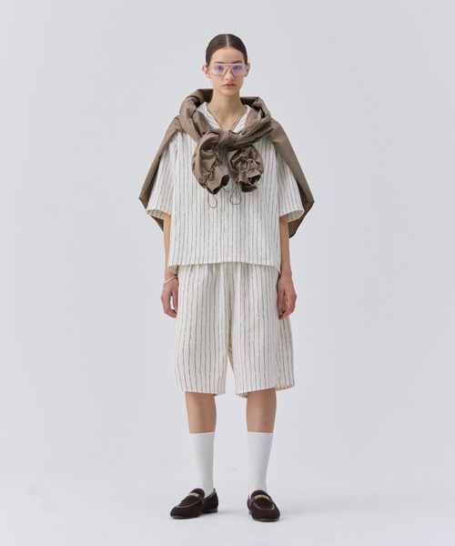 soerte パンツ HANDWRITTEN STRIPE HALF PANTS / ニュアンス