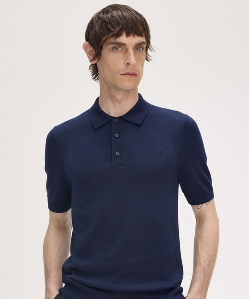 フレッドペリー ニットポロ FRED PERRY Knitted Polo Fred Perry knitted polo in navy | ASOS