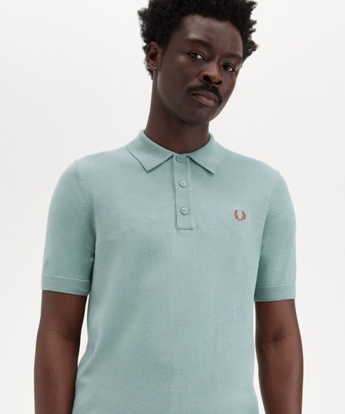 イタリア製　フレッドペリー　fredperry コットンニットポロシャツ　M FRED PERRY ポロシャツ Cotton Knitted Polo Shirt／コットン