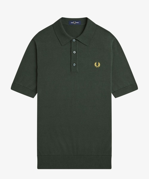 FRED PERRY コットンニット ポロシャツ ロゴ イタリア製 FRED PERRY ポロシャツ Cotton Knitted Polo Shirt／コットン