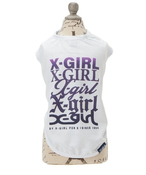 X-girl 犬 服 X-girl/バリアスロゴメッシュタンクトップ