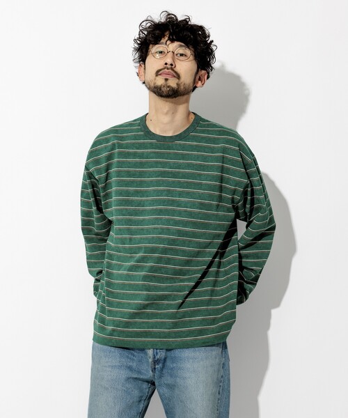perverze リバーシブル　レイヤード　ロンT FREAK'S STORE tシャツ フェードプリント リバーシブル ボーダー