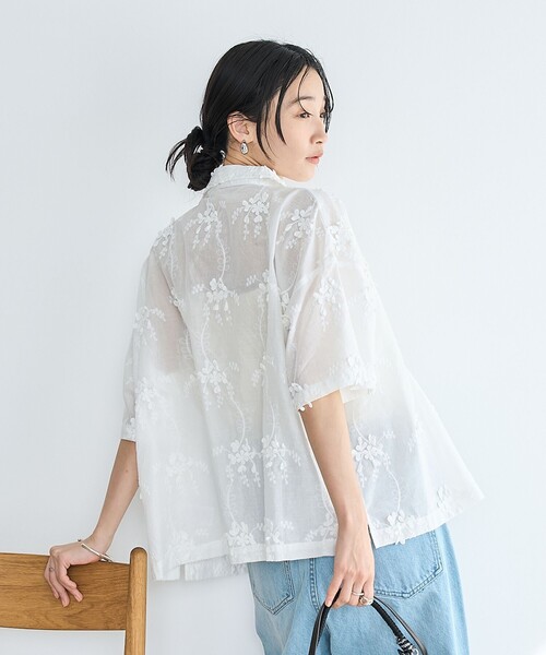 coen（コーエン） ブラウス シャツ 「新色登場・追加」3Dフラワー刺繍