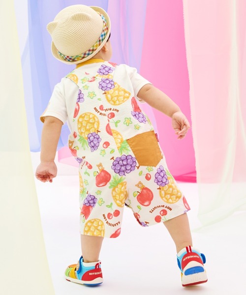 サロペット オーバーオール 「ビーンズ×フルーツシリーズ」5分丈オーバーオール キッズ 子供服 男の子 女の子の画像