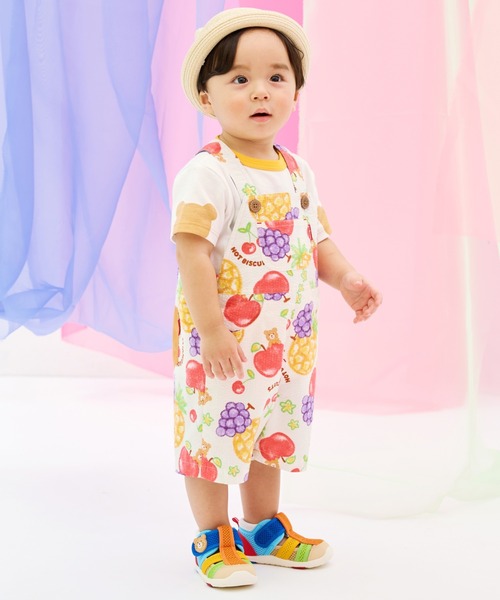 サロペット オーバーオール 「ビーンズ×フルーツシリーズ」5分丈オーバーオール キッズ 子供服 男の子 女の子の画像