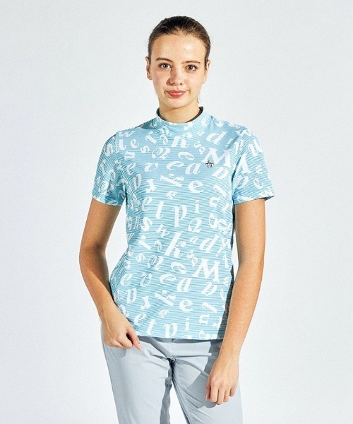 Munsingwear tシャツ SUNSCREEN ロゴプリントモックネック半袖