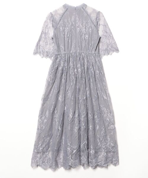 Dorry Doll ワンピース　Lサイズ　ブルーグレー　新品 Dorry Doll ドレス オリジナル模様柄刺繍レース使い プリーツ