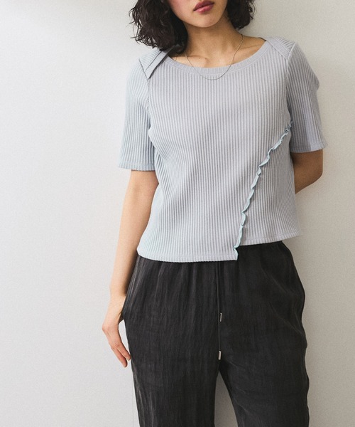tシャツ 「WEB限定」アシンメトリーカッティングTシャツ レディース ADAM ET ROPE' tシャツ 「WEB限定」アシンメトリーカッティングT