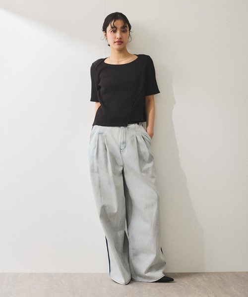 ADAM ET ROPE' tシャツ 「WEB限定」アシンメトリーカッティングT