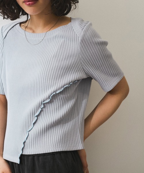 tシャツ 「WEB限定」アシンメトリーカッティングTシャツ レディース ADAM ET ROPE' tシャツ 「WEB限定」アシンメトリーカッティングT