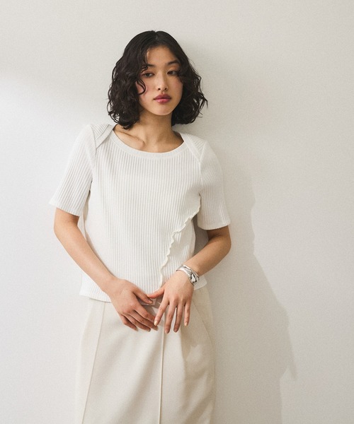 【WEB限定】アシンメトリーカッティングTシャツ ADAM ET ROPE' tシャツ 「WEB限定」アシンメトリーカッティングT