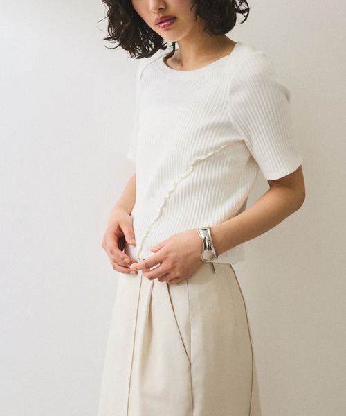 ADAM ET ROPE' tシャツ 「WEB限定」アシンメトリーカッティングT