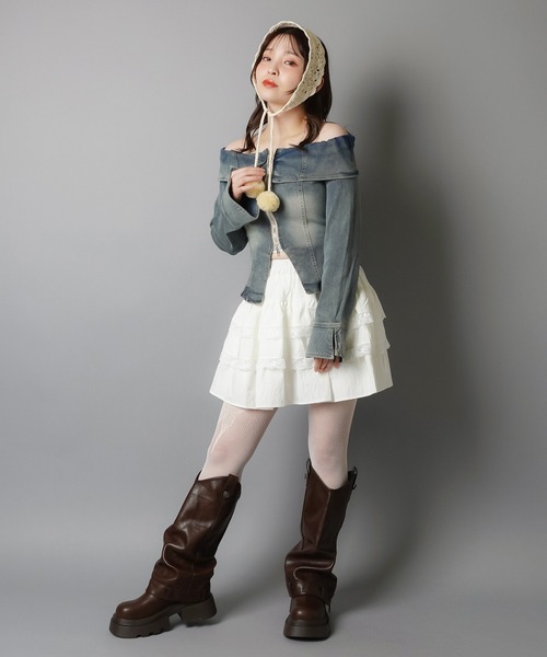 SPINNS（スピンズ） 耳当て イヤーマフ ポンポン付き レースイヤーマフ